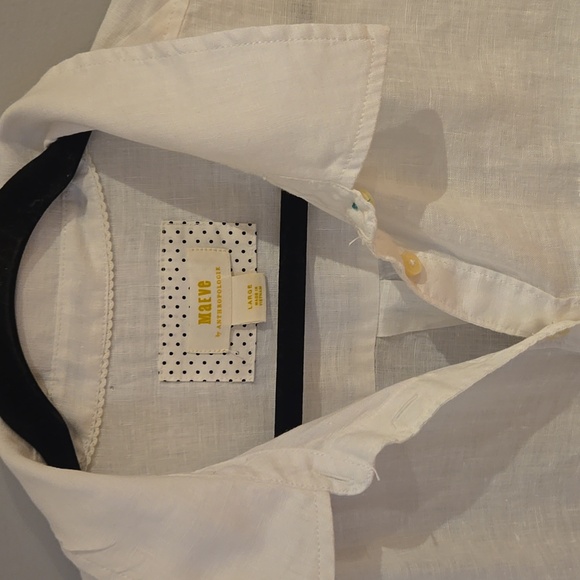 Antropologie Maeve Bennett White Button-Up Shirt Size L - Picture 6 of 9